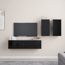 4 Piece TV Cabinet Set Grey Engineered Wood