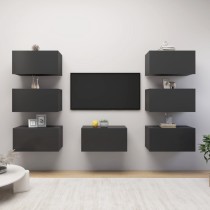 TV Cabinets 7 pcs High Gloss Grey 30.5x30x60 cm Engineered Wood