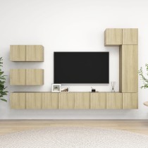 8 Piece TV Cabinet Set High Gloss Grey Engineered Wood