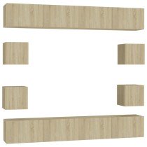 8 Piece TV Cabinet Set High Gloss Grey Engineered Wood