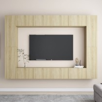 8 Piece TV Cabinet Set High Gloss Grey Engineered Wood