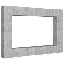 8 Piece TV Cabinet Set High Gloss Grey Engineered Wood