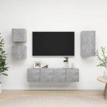 5 Piece TV Cabinet Set Grey Engineered Wood
