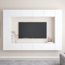 8 Piece TV Cabinet Set High Gloss Grey Engineered Wood