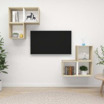 4 Piece TV Cabinet Set White Engineered Wood