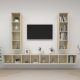 Wall-mounted TV Cabinets 4 pcs High Gloss Black Engineered Wood