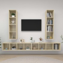 Wall-mounted TV Cabinets 4 pcs High Gloss Black Engineered Wood