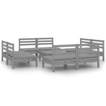 9 Piece Garden Lounge Set White Solid Pinewood