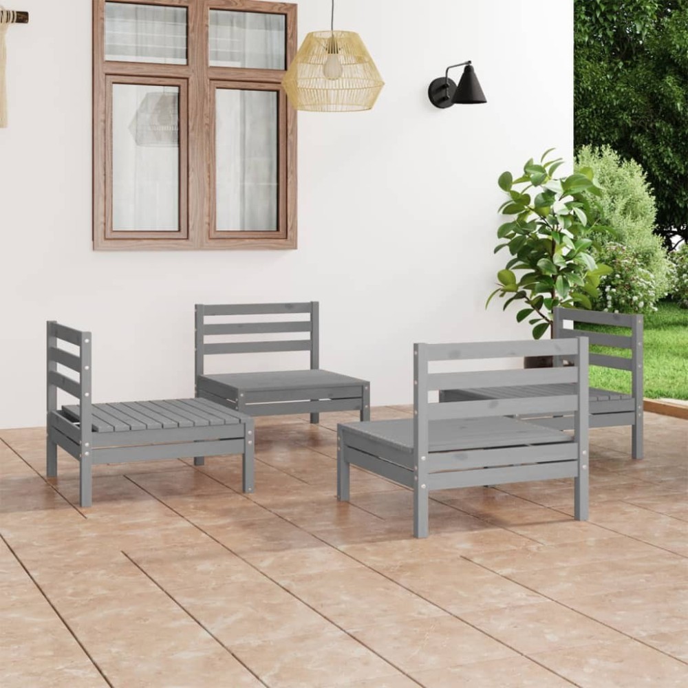 4 Piece Garden Lounge Set Black Solid Pinewood