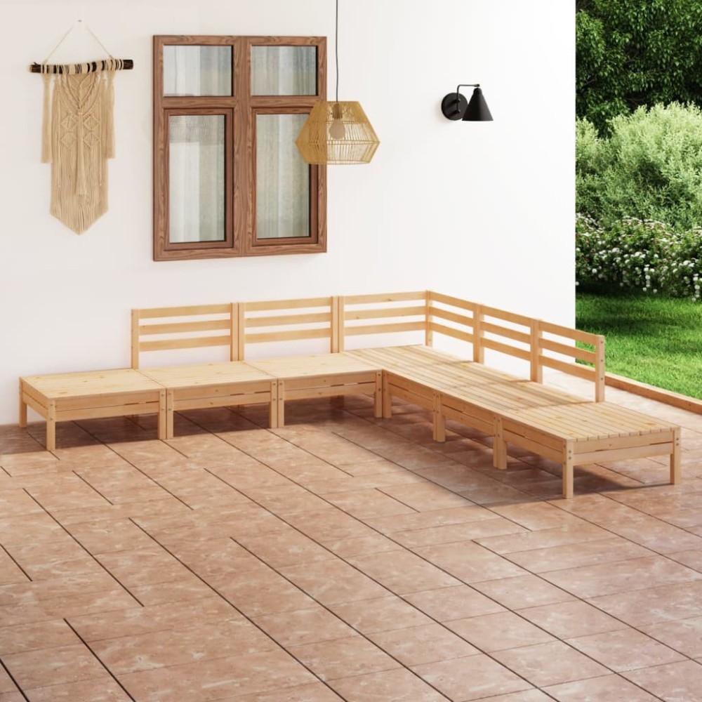 7 Piece Garden Lounge Set Solid Pinewood White