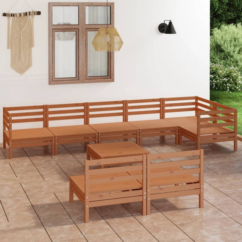 9 Piece Garden Lounge Set Solid Pinewood