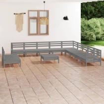 12 Piece Garden Lounge Set Solid Pinewood Honey Brown