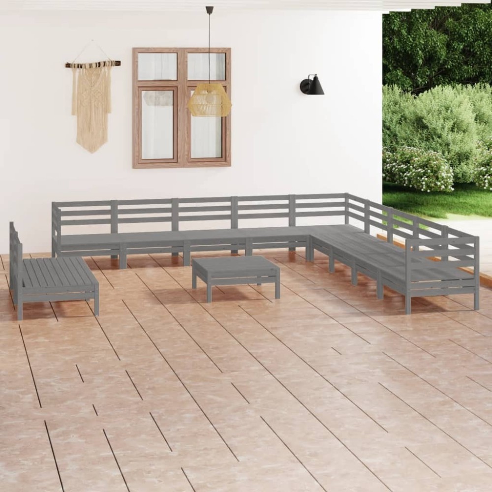 12 Piece Garden Lounge Set Solid Pinewood Honey Brown