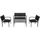 4-tlg. Garten-Lounge-Set Textilene Schwarz
