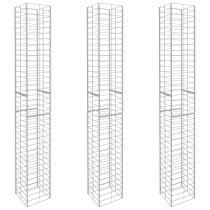 Gabion Baskets 3 pcs Galvanised Steel 25x25x197 cm