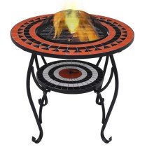 Mosaic Fire Pit Table Blue and White 68 cm Ceramic