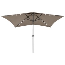 Parasol with LEDs and Steel Pole Black 2x3 m