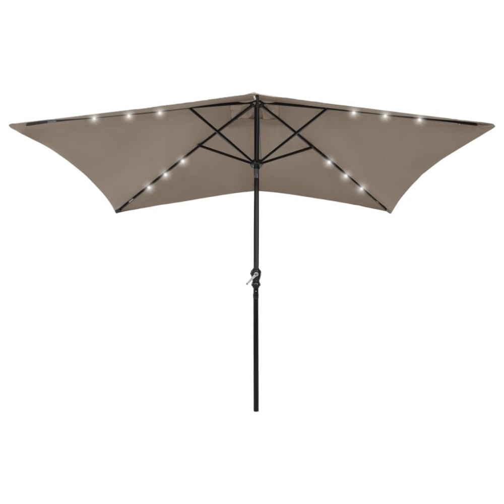 Parasol with LEDs and Steel Pole Black 2x3 m