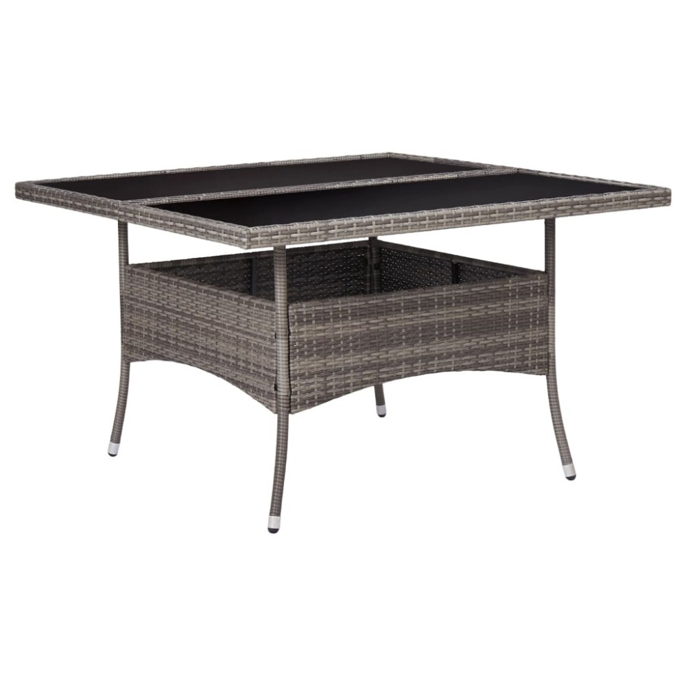 Outdoor Dining Table Brown Poly Rattan and Glass