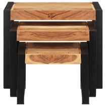 Nesting Tables 3 pcs Solid Wood with Sheesham Finish