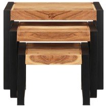 Nesting Tables 3 pcs Solid Wood with Sheesham Finish