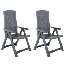 Garden Reclining Chairs 2 pcs Plastic White