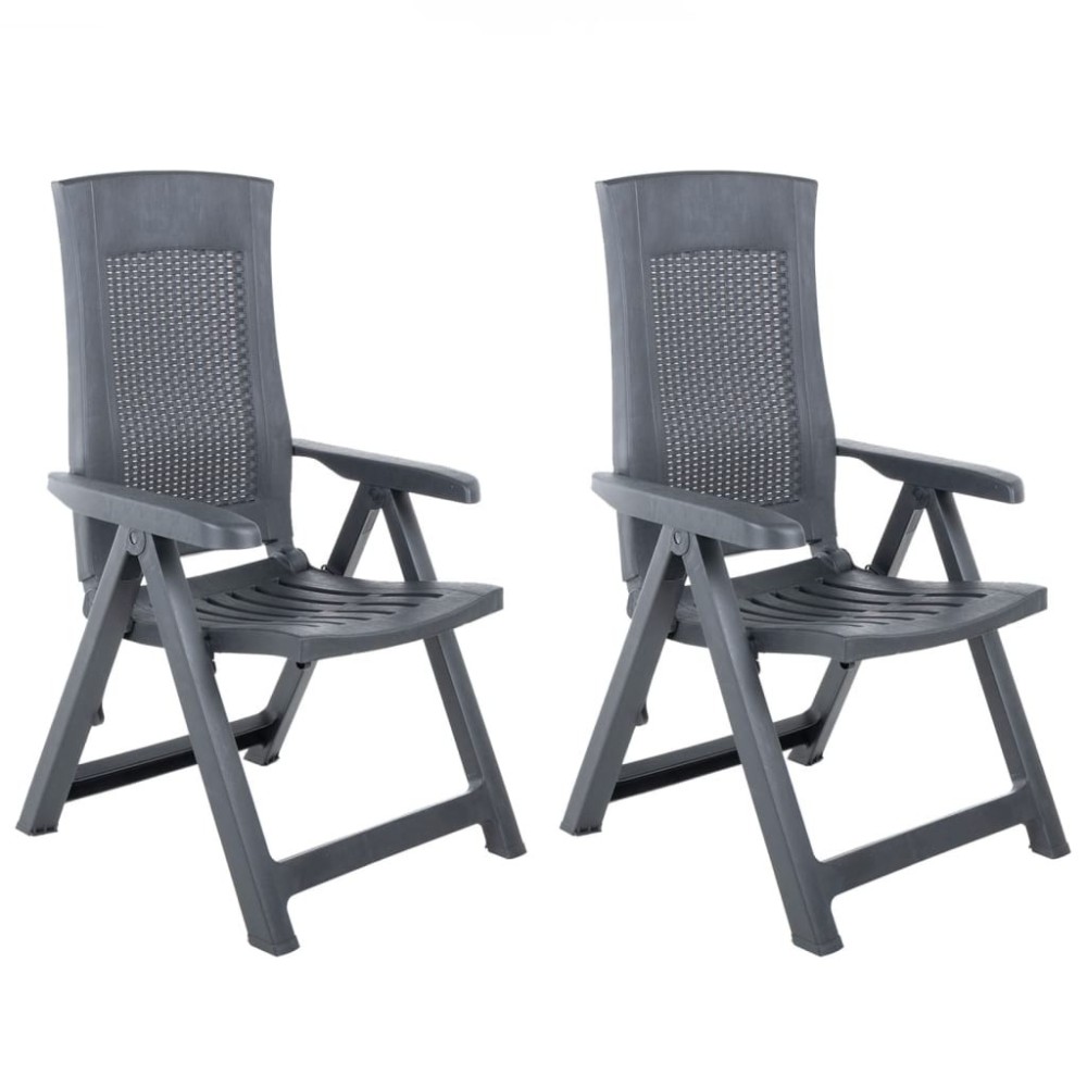 Garden Reclining Chairs 2 pcs Plastic White