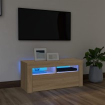 TV Cabinet with LED Lights Brown Oak 90x35x40 cm