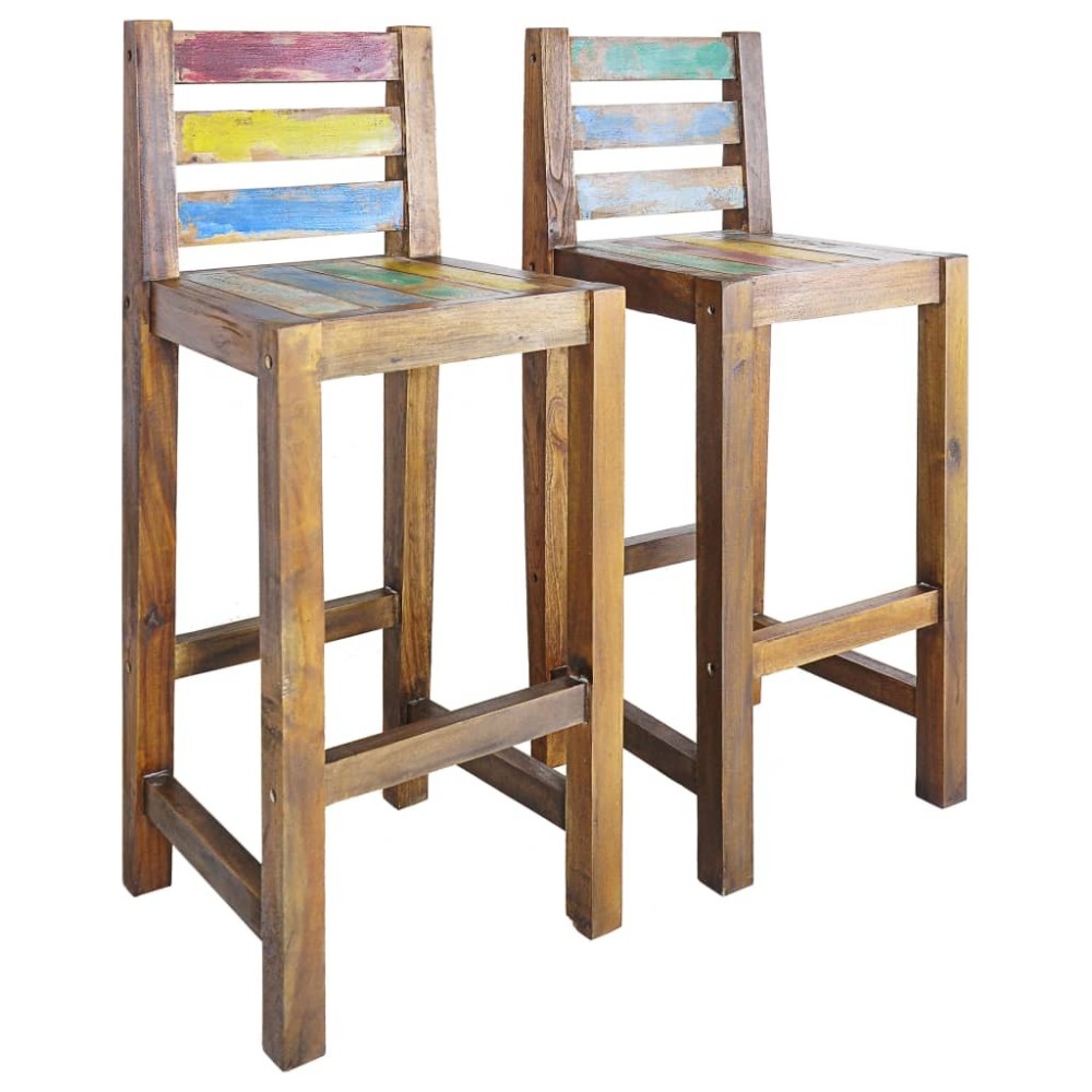 Bar Stools 2 pcs Solid Reclaimed Wood