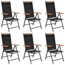 Folding Garden Chairs 4 pcs Aluminium and Textilene Black