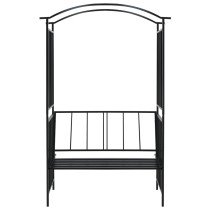 Garden Arch with Bench Black 128x50x207 cm Iron