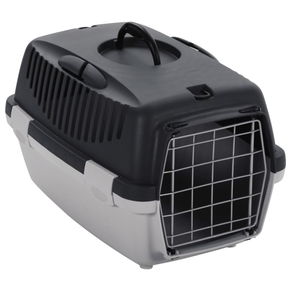 Transportbox für Haustiere Grau und Schwarz 55x36x35 cm PP