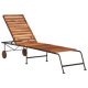 Sun Lounger with Steel Legs Solid Acacia Wood