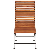 Sun Lounger with Steel Legs Solid Acacia Wood