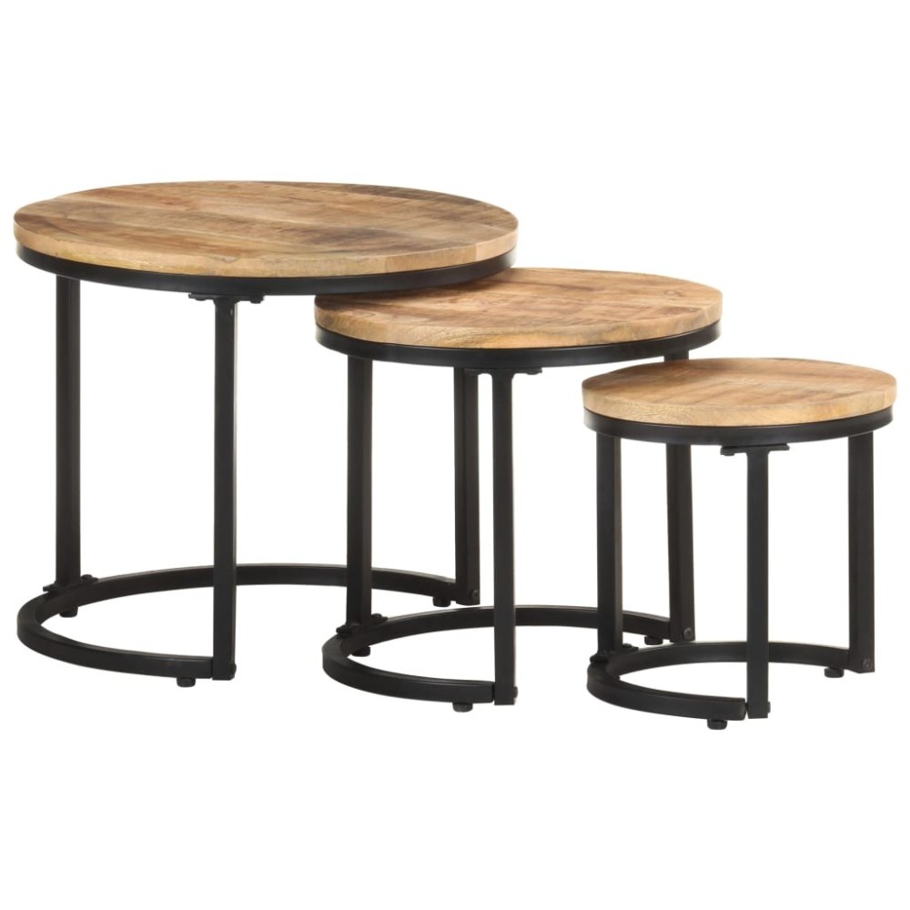 Side Tables 3 pcs Solid Acacia Wood