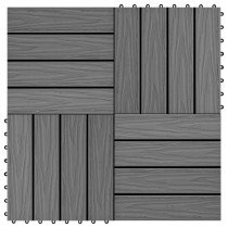 11 pcs Decking Tiles Deep Embossed WPC 30x30 cm 1 sqm Dark Brown