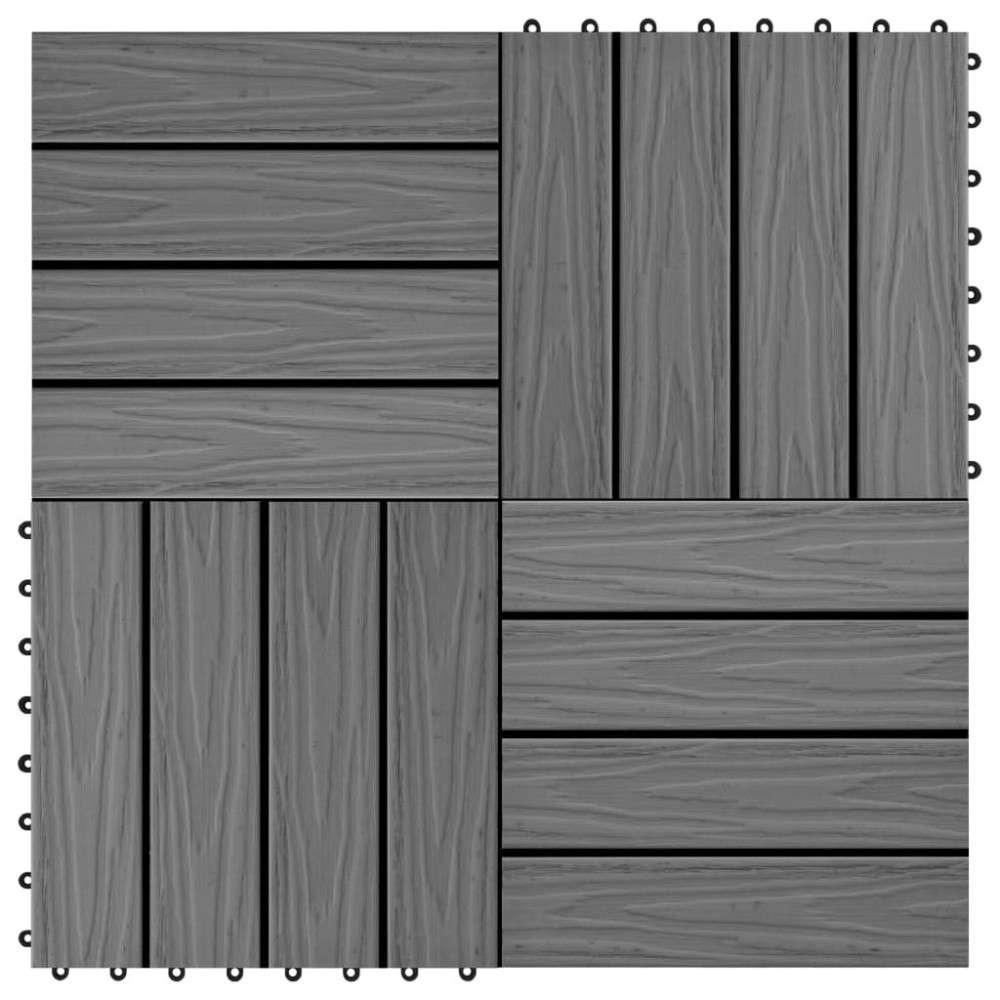 11 pcs Decking Tiles Deep Embossed WPC 30x30 cm 1 sqm Dark Brown