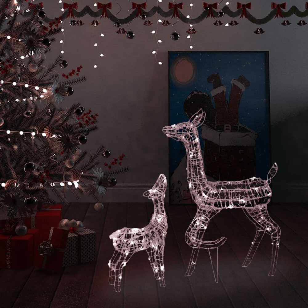 LED-Rentier-Familie Weihnachtsdeko Acryl 160 LED Kaltweiß