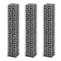 Gabion Set 3 pcs Galvanised Wire 25 x 25 x 50 cm