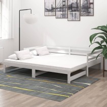 Pull-out Day Bed Black Solid Pinewood 2x