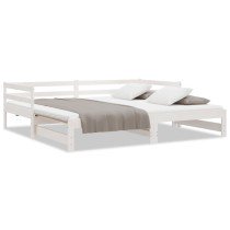 Pull-out Day Bed Black Solid Pinewood 2x