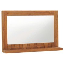 Wall Mirror with Shelf 100x12x60 cm Solid Teak Wood