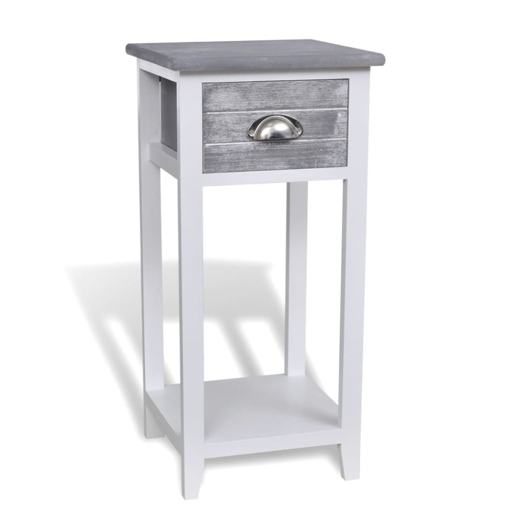 Nightstand with 1 Drawer Brown and White