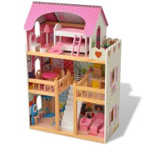 3-Storey Dollhouse Wood 60x30x90 cm