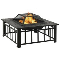 Garden Fire Pit with Poker 81x81x47 cm XXL Steel