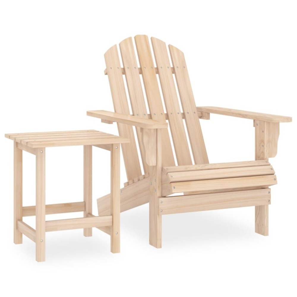 Garden Adirondack Chair with Table Solid Fir Wood Grey