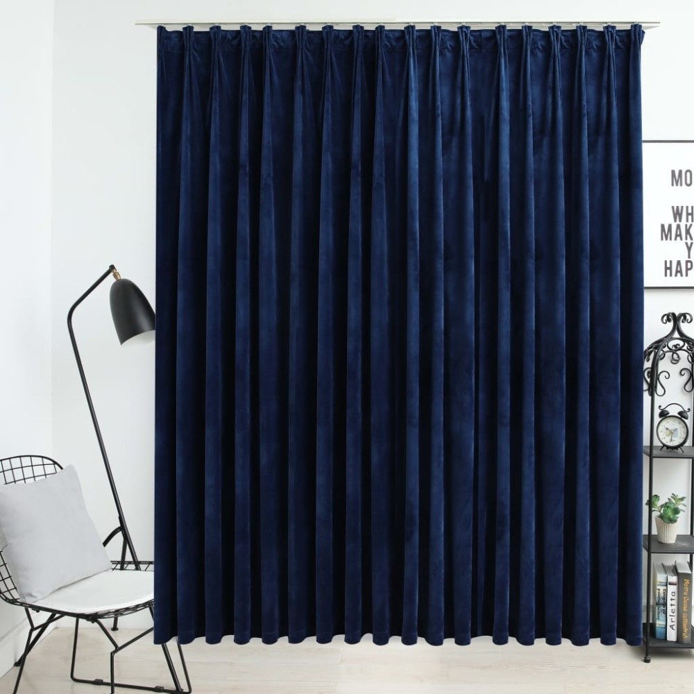 Blackout Curtain with Hooks Velvet Cream 290x245 cm