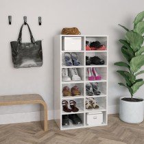 Shoe Rack High Gloss Grey 54x34x100.5 cm Engineered Wood