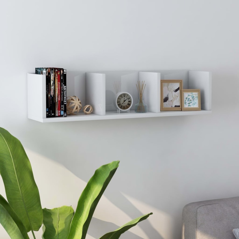CD Wall Shelf High Gloss Grey 75x18x18 cm Engineered Wood