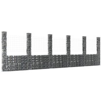 U-shape Gabion Basket with 8 Posts Iron 860x20x150 cm